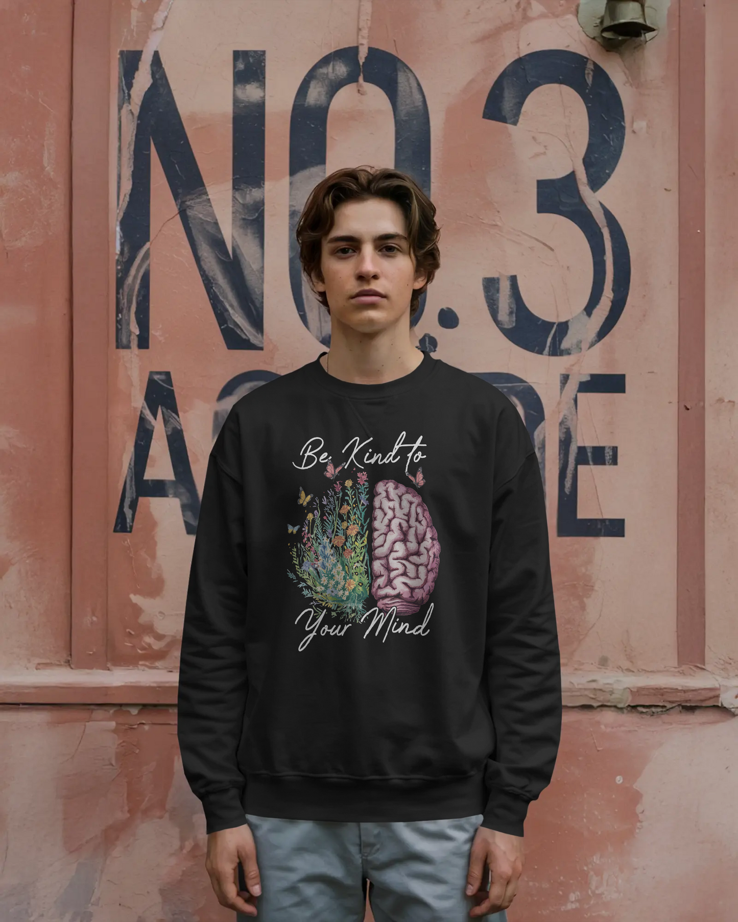"Be Kind To Your Mind - Black Crewneck Sweatshirt