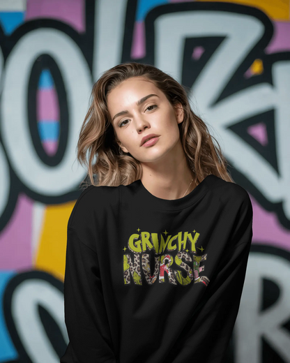 Grinchy Christmas Sweatshirt for Nurses